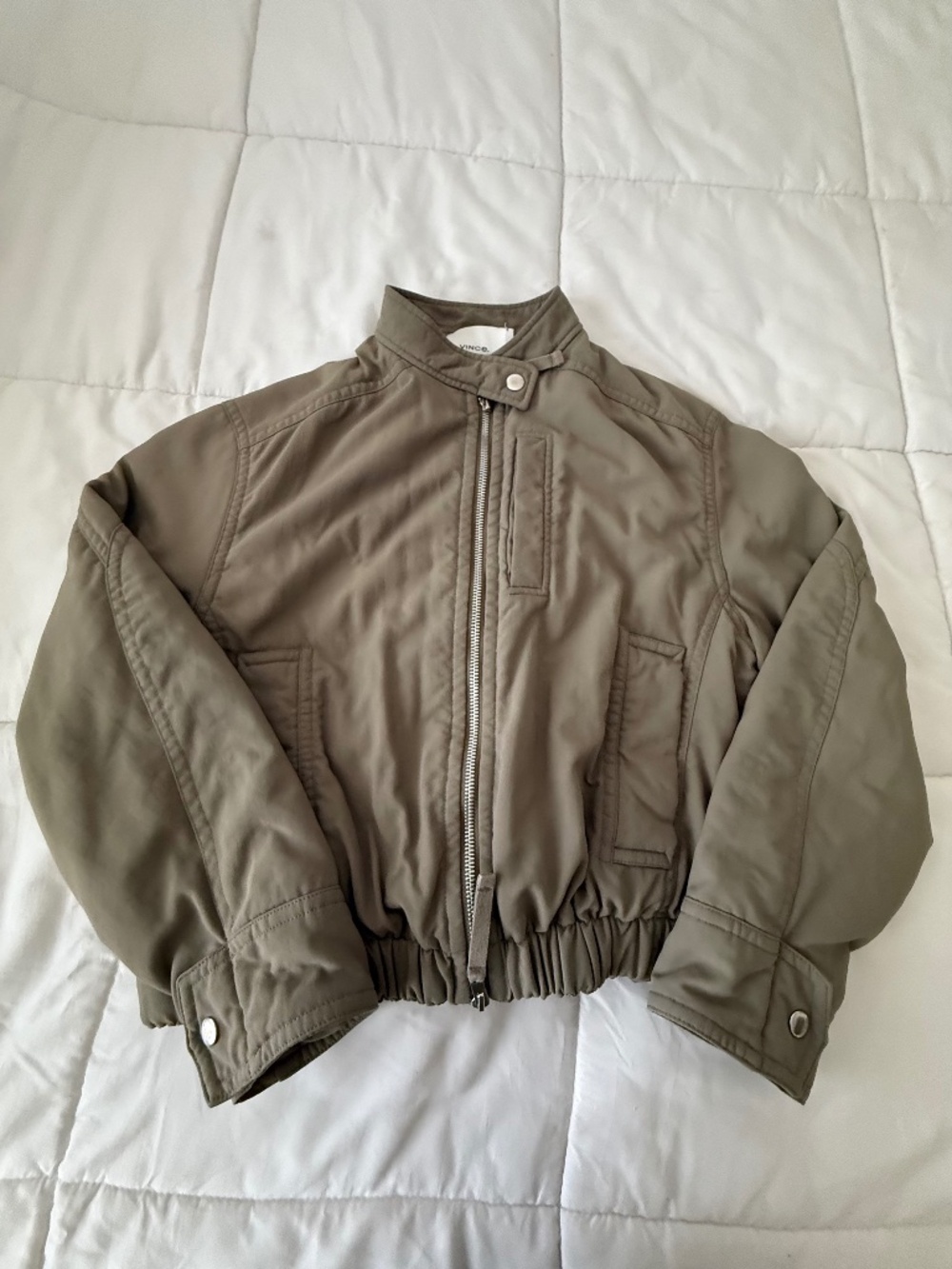 VINCE Olive Green Bomber Jacket | Small